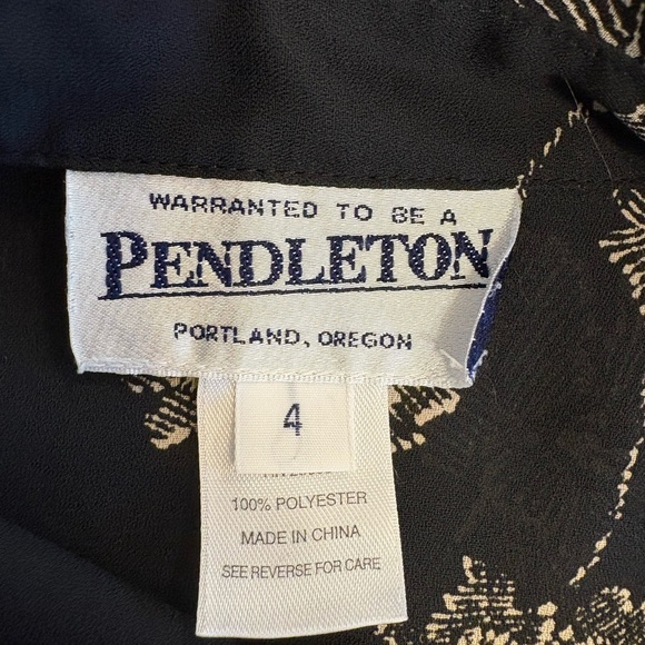 Pendelton black sheer floral print short sleeve button down blouse size 4 - Picture 5 of 6